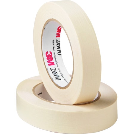 3M Highland Masking Tape260048A, 48mmx5, PK24, 2 in W x 60 yd L, 4.4 mil Thick, Cream, 24 PK 260048A